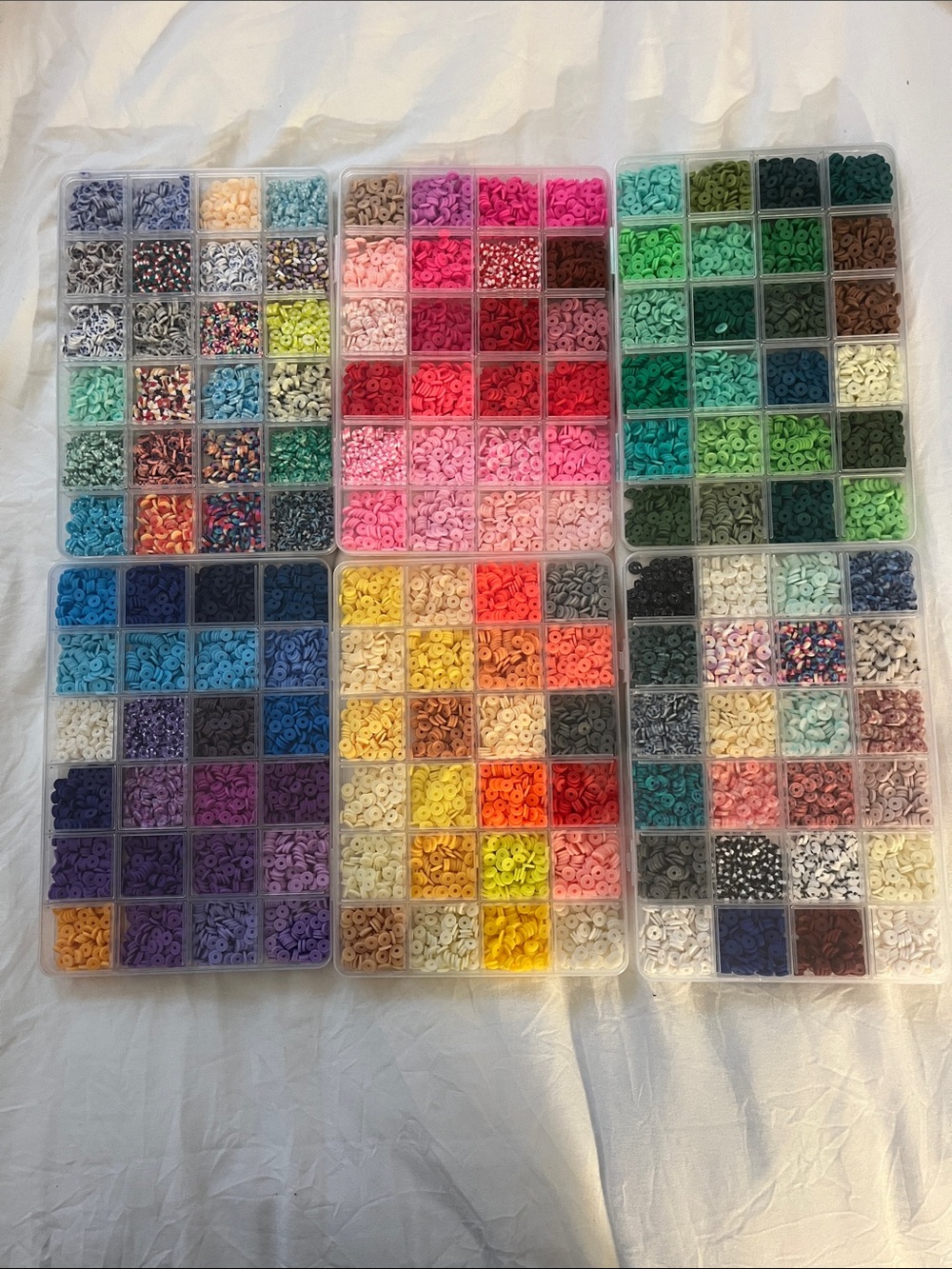 Colorful Assorted Polymer Clay Bead Mix - Organized Storage Trays